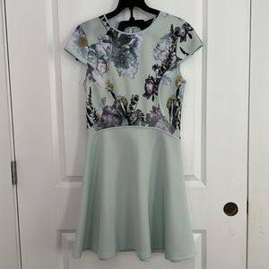 Ted Baker Faythe Blue Torchlit Floral Print Skater Dress Sz 3